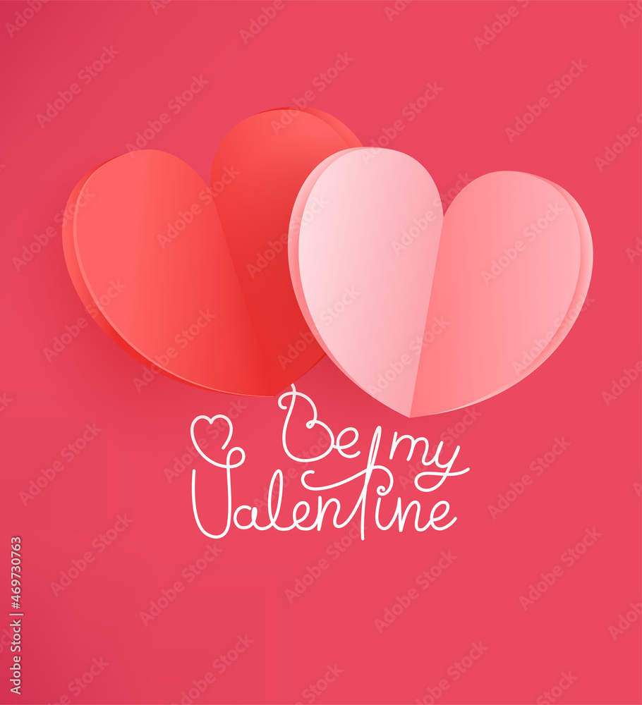 Happy Valentines Day greeting banner with lettering inscription