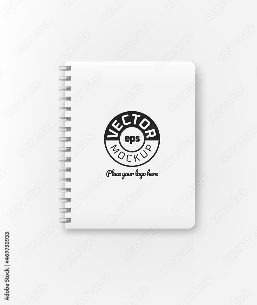 White binder lying on a table. Vector mockup. Place your logo or any content