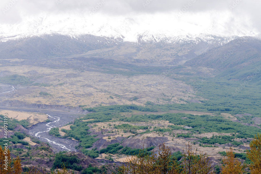 Naklejka premium River Running in Valley