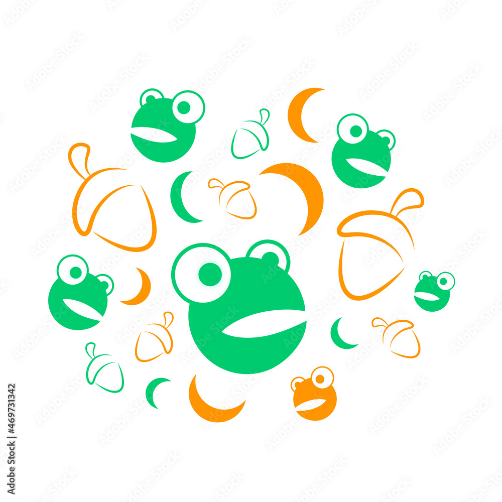 Obraz premium vector pattern for textiles, frog and acorn