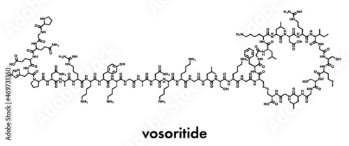 Vosoritide achondroplasia drug molecule. Skeletal formula.