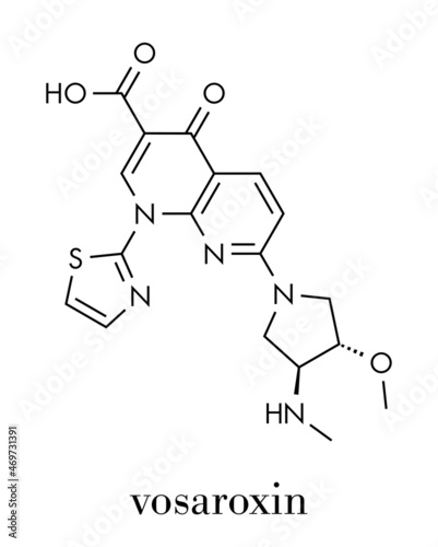 Vosaroxin cancer drug molecule. Skeletal formula.