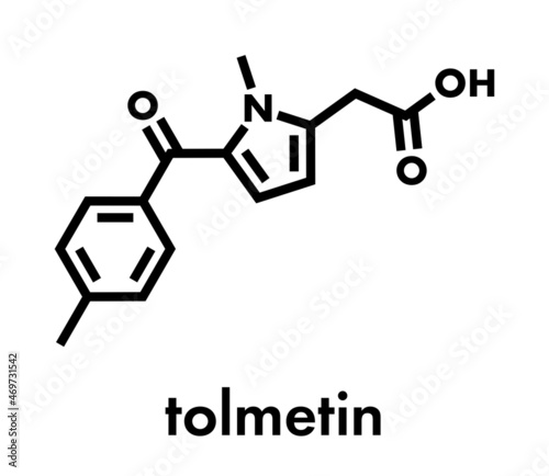 Tolmetin NSAID drug molecule. Skeletal formula.