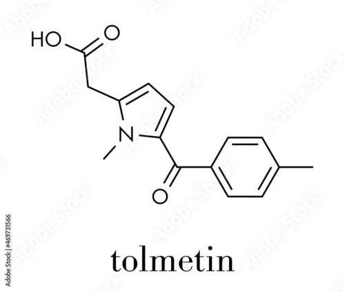 Tolmetin NSAID drug molecule. Skeletal formula.