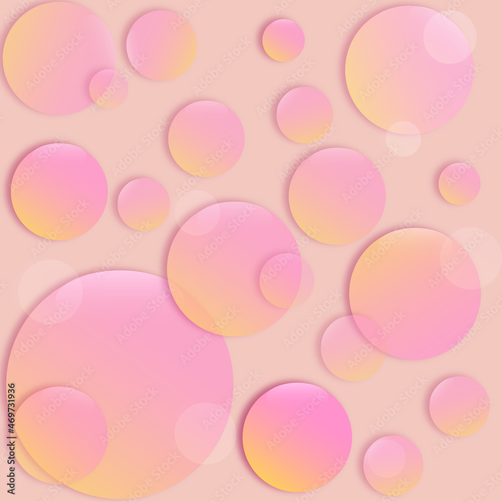 pink background with transparent circles.