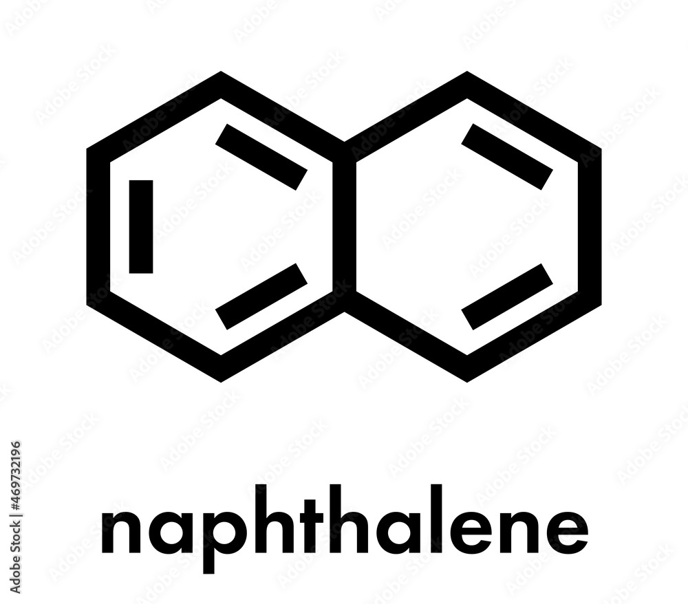 Naphthalene aromatic hydrocarbon molecule. Used as mothball ingredient. Skeletal formula.