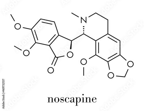 Noscapine antitussive drug molecule.  Skeletal formula.