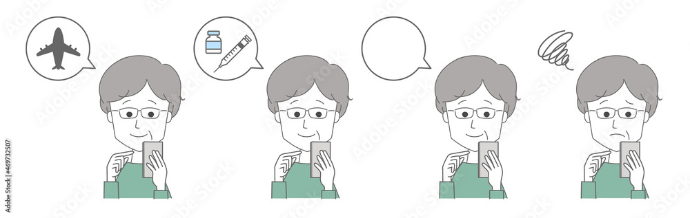Women book a flight, a doctor’s appointment, etc. Vector illustration isolated on white background. Women book a flight, a doctor’s appointment, etc. Vector illustration isolated on white background.