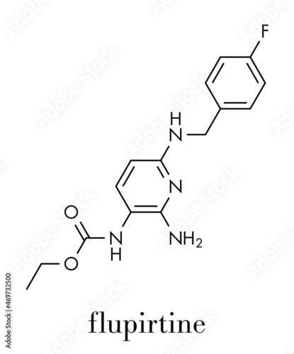 Flupirtine analgesic drug molecule. Skeletal formula.