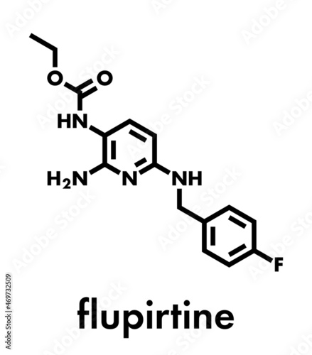 Flupirtine analgesic drug molecule. Skeletal formula.