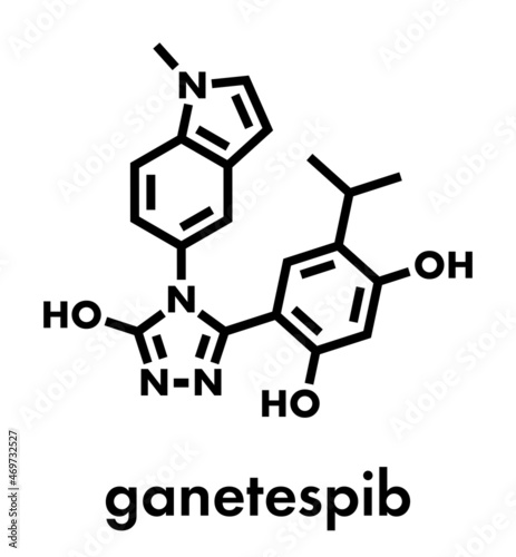 Ganetespib cancer drug molecule (HSP90 inhibitor). Skeletal formula.