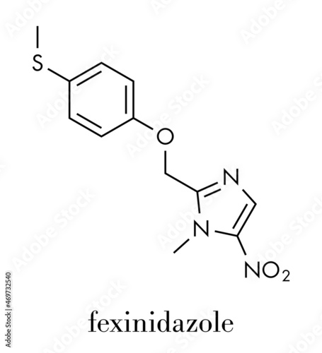 Fexinidazole antiprotozoal drug molecule. Skeletal formula. photo