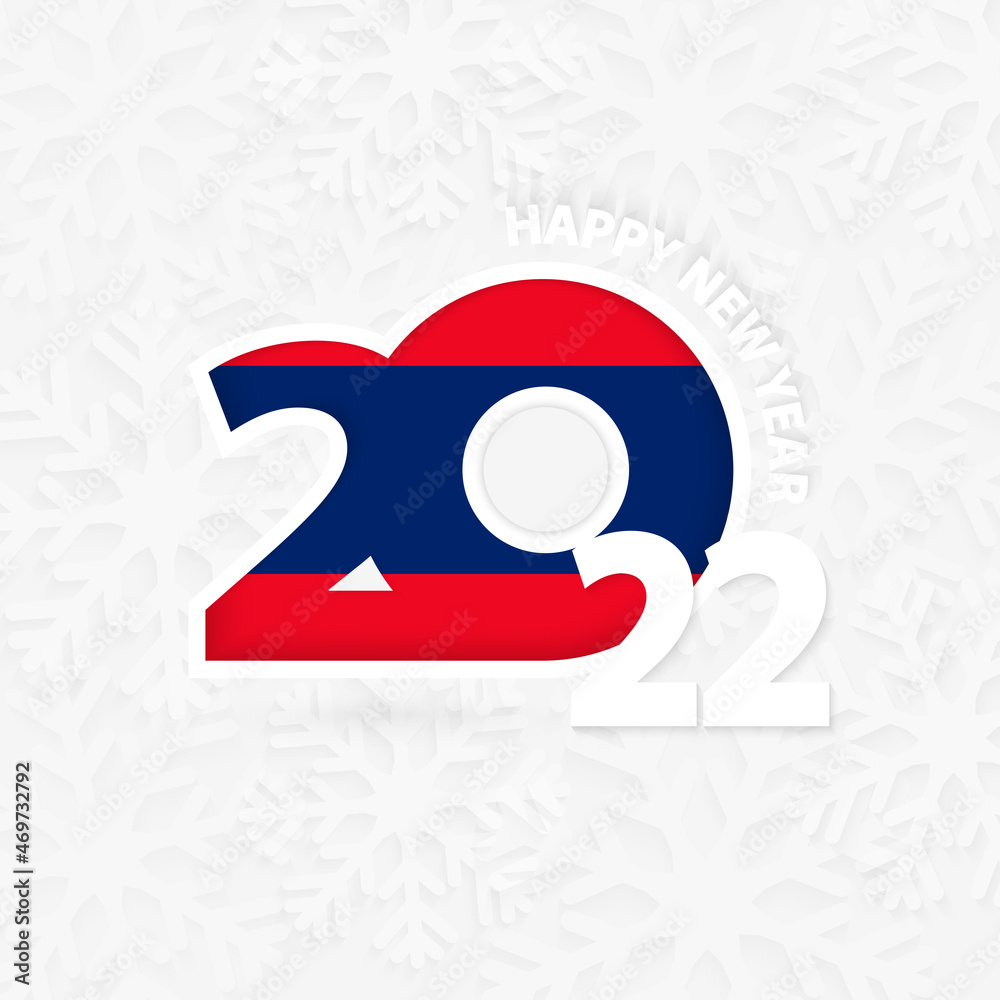 Happy New Year 2022 for Laos on snowflake background. Happy New Year 2022 for Laos on snowflake background.