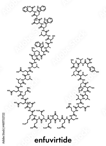 Enfuvirtide HIV drug (fusion inhibitor class) molecule. Skeletal formula.