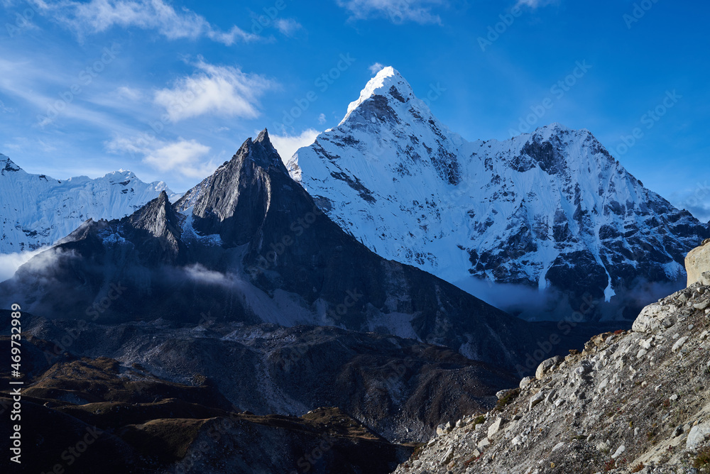 View to mountain, Trail to Khongma La Pass, Khumbu Valley, Nepal