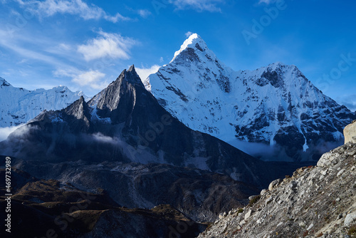 View to mountain  Trail to Khongma La Pass  Khumbu Valley  Nepal