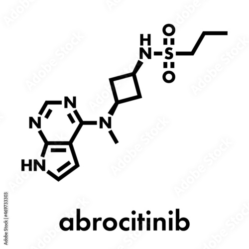 Abrocitinib atopic dermatitis drug molecule (JAK1 inhibitor). Skeletal formula.