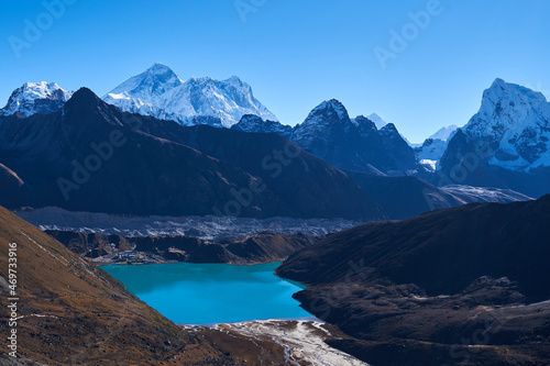 View to Mt. Everest, Renjo La pass trail, Khumbu Valley, Nepal