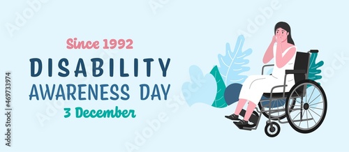International disability day. Landscape poster. Editable vector illustration