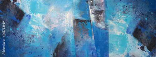 Panel kuchenny z motywem Hand draw painting abstract art panorama background colors texture design illustration..