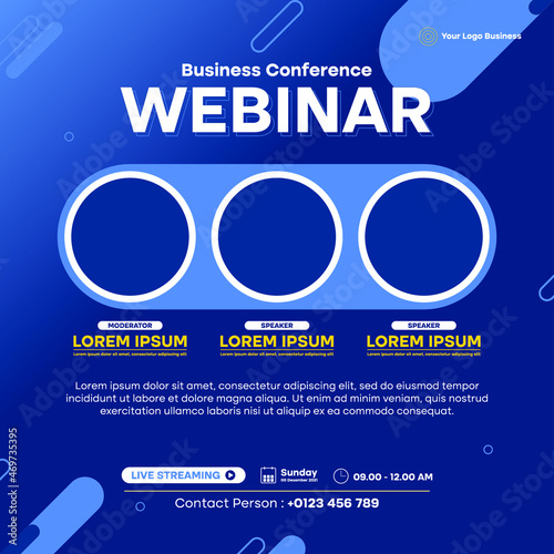 Business Webinar Social Media Post Template With Geometric Background