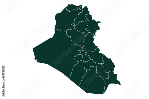 Iraq map Sacramento green Color on White Backgound