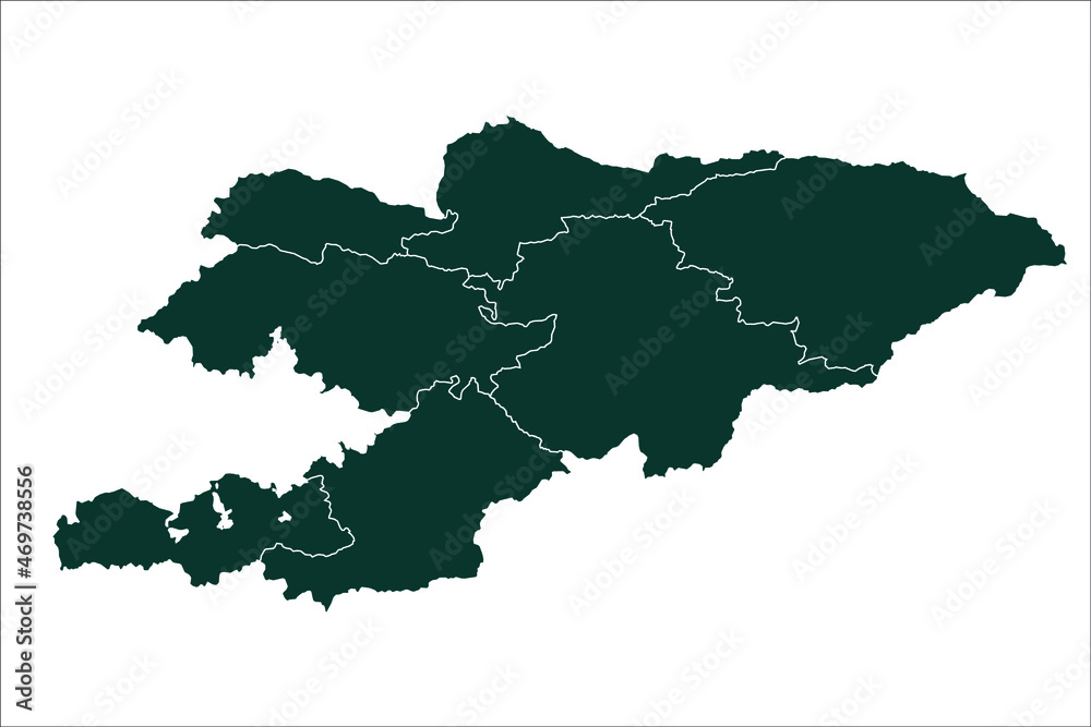 Obraz premium Kyrgyzstan map Sacramento green Color on White Background