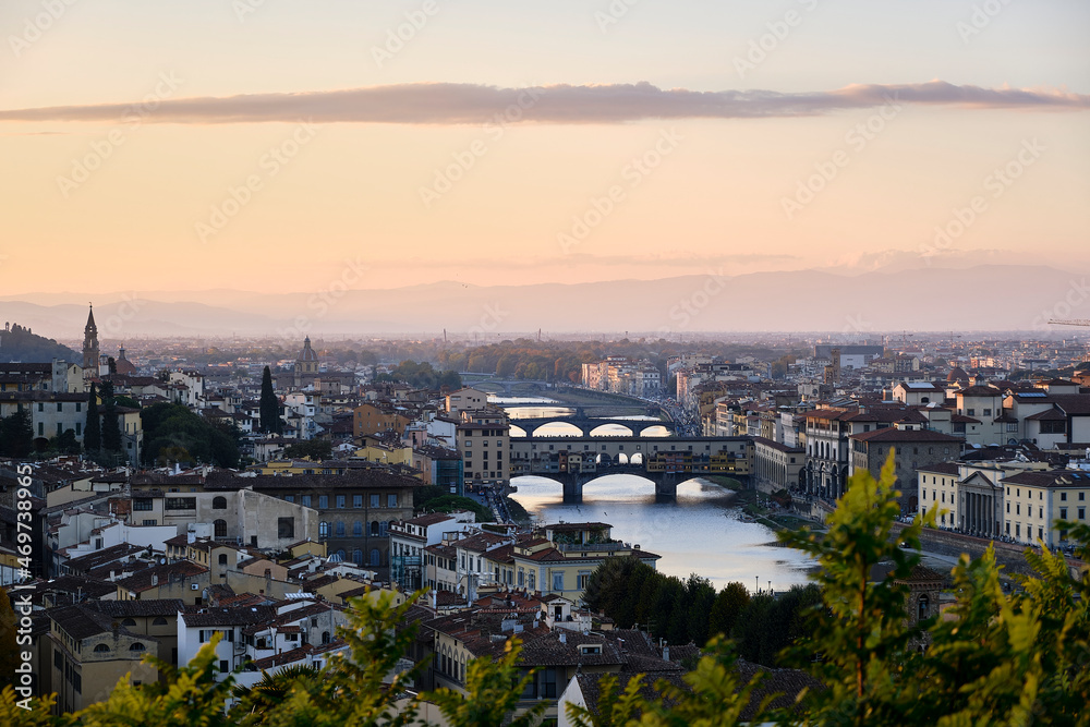 the sunset in Firenze (Florence) from the high
