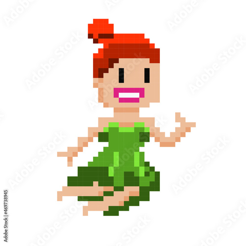 Happy flying fairy, pixel, vector