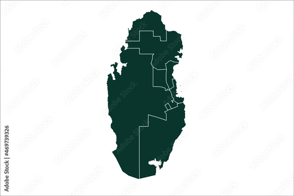 Qatar map Sacramento green Color on White Background