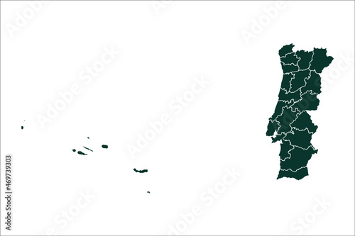 Portugal map Sacramento green Color on White Background