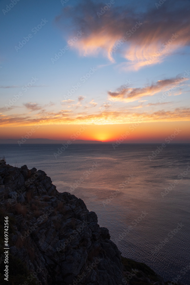 Fototapeta premium Sunrise in Faliraki east coast of the Greek Island