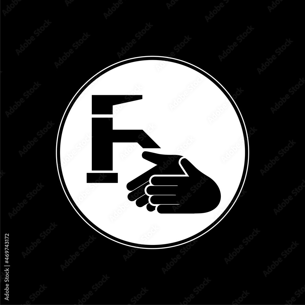 Hand washing icon isolated on dark background Hand washing icon isolated on dark background