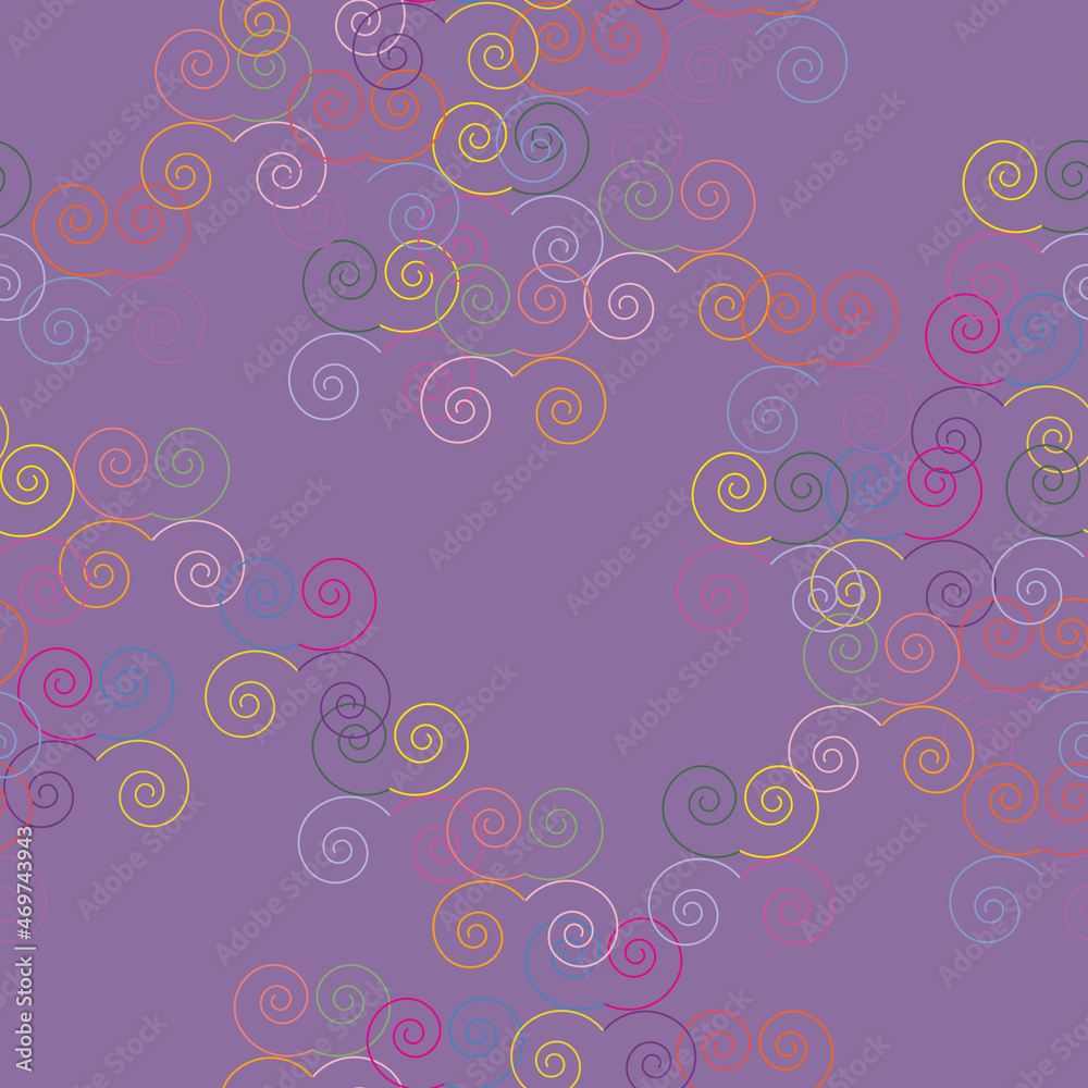 seamless pattern, small colored spirals