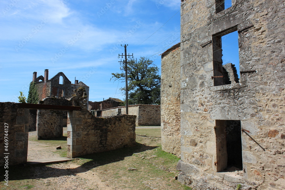 Destroyed houses in Oradour sur Glane ,historic site of massacre, France. Destroyed houses in Oradour sur Glane ,historic site of massacre, France.