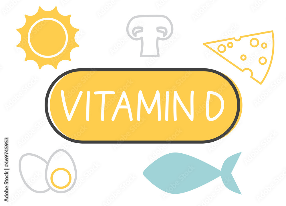 products rich in vitamin D - vector illustration
