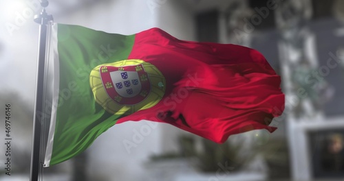Portugal national flag. Portuguese country waving flag. Politics and news illustration