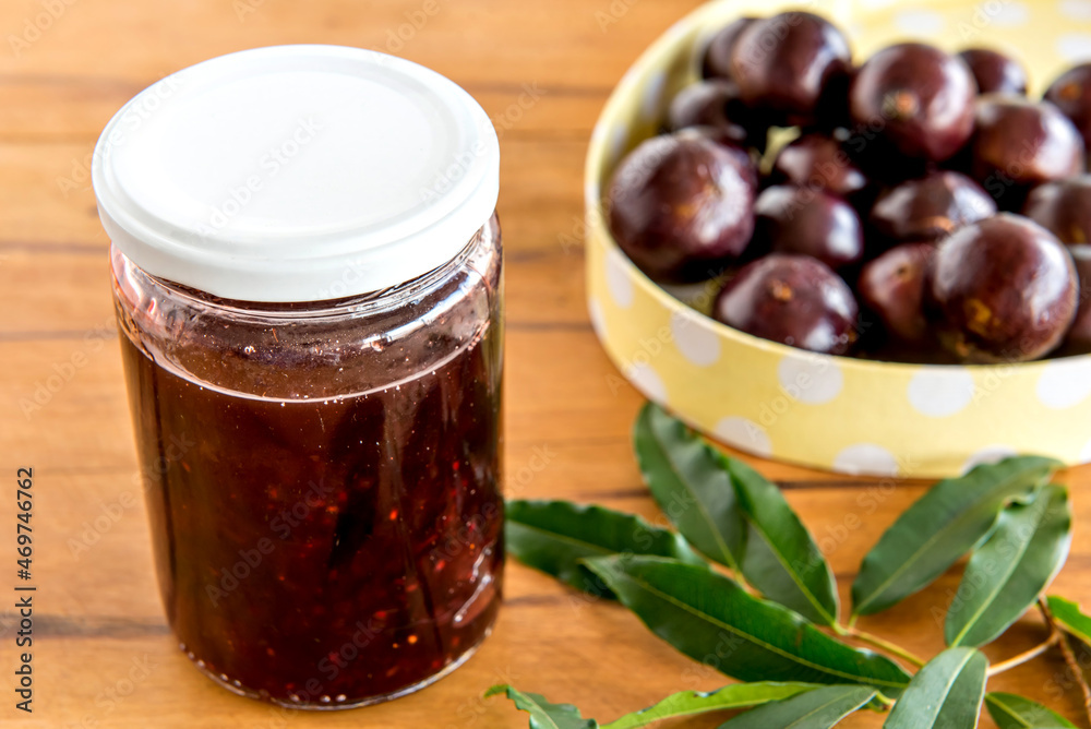 Homemade organic jabuticaba jelly with exotic Brazilian fruits, Jaboticaba is a common fruit in South America Homemade organic jabuticaba jelly with exotic Brazilian fruits, Jaboticaba is a common fruit in South America