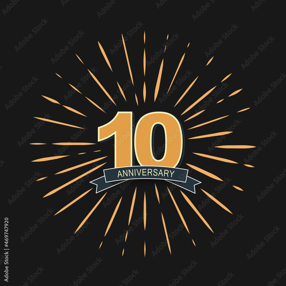 Fototapeta premium 10 years anniversary pictogram vector icon, 10th year birthday logo label