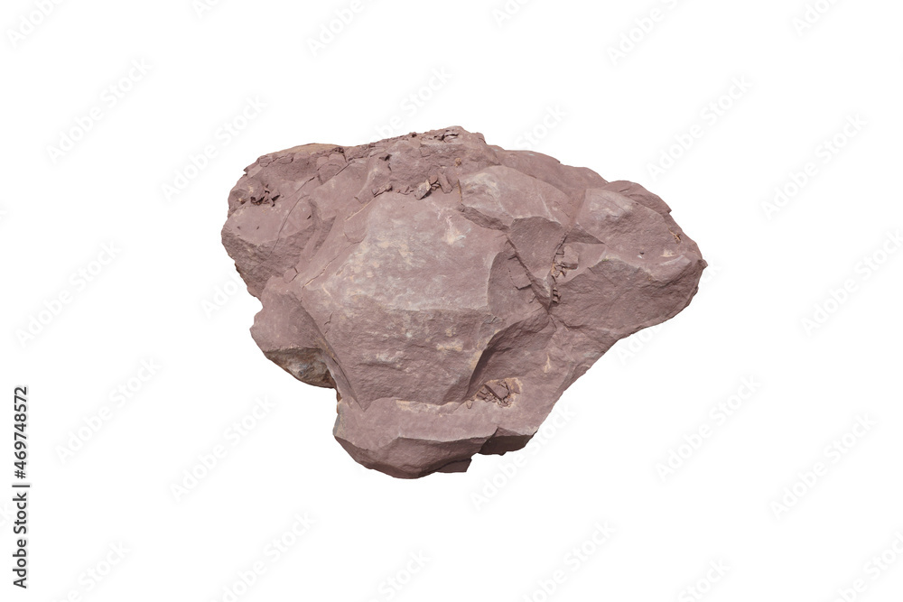 Obraz premium Raw specimen of red shale clastic sedimentary rock isolated on white background.
