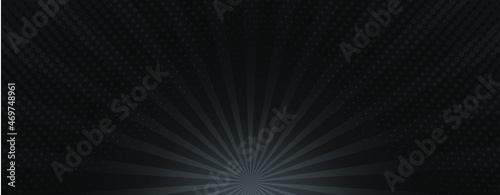 Background with retro grey rays. Vintage backdrop, boom, comic, circus pattern. Cartoon black pop art template. Vector illustration