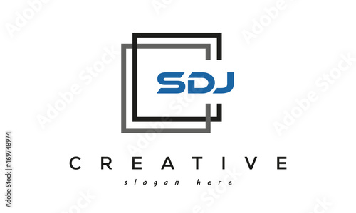 SDJ square frame three letters logo design photo