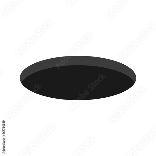Black round hole. Golf hole symbol. Isometric style. Vector isolated on white photo