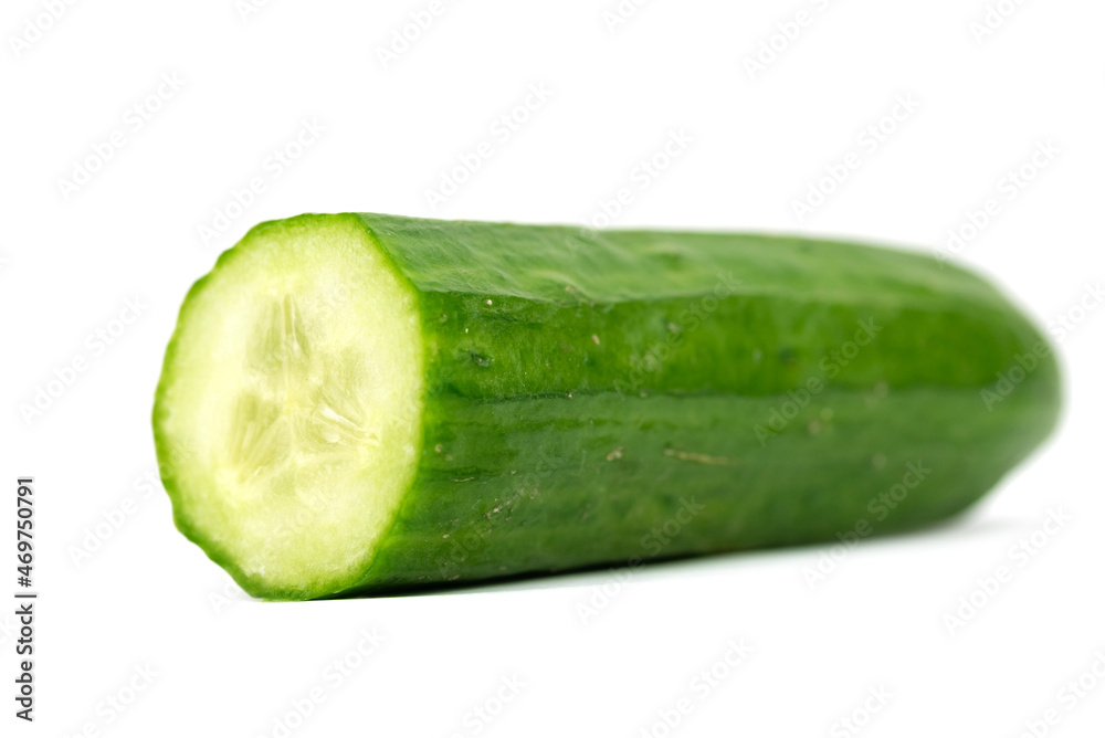 Half of the green cucumber Half of the green cucumber