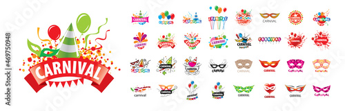 A set of vector carnival logos on a white background