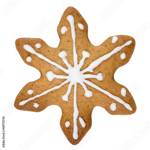 Gingerbread cookie in snowflake shape