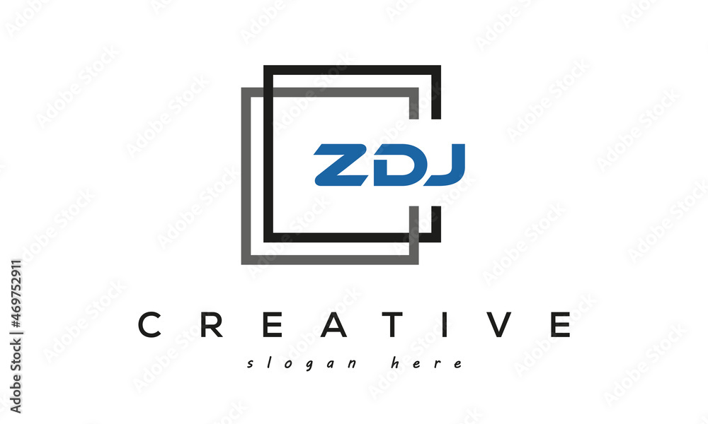 ZDJ square frame three letters logo design - obrazy, fototapety, plakaty 