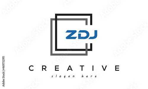 ZDJ square frame three letters logo design