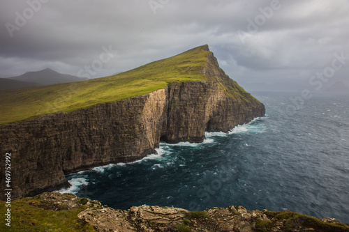 A classic view of the sea cliffs on the Faroe Islands