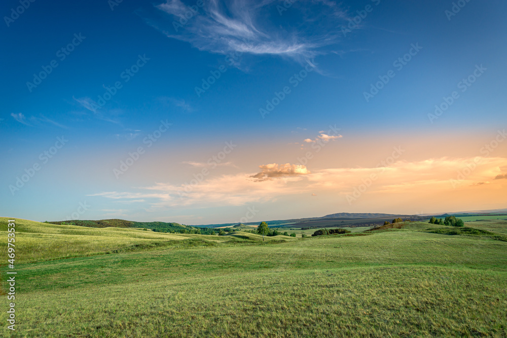 Green meadows and fields of Scotland.